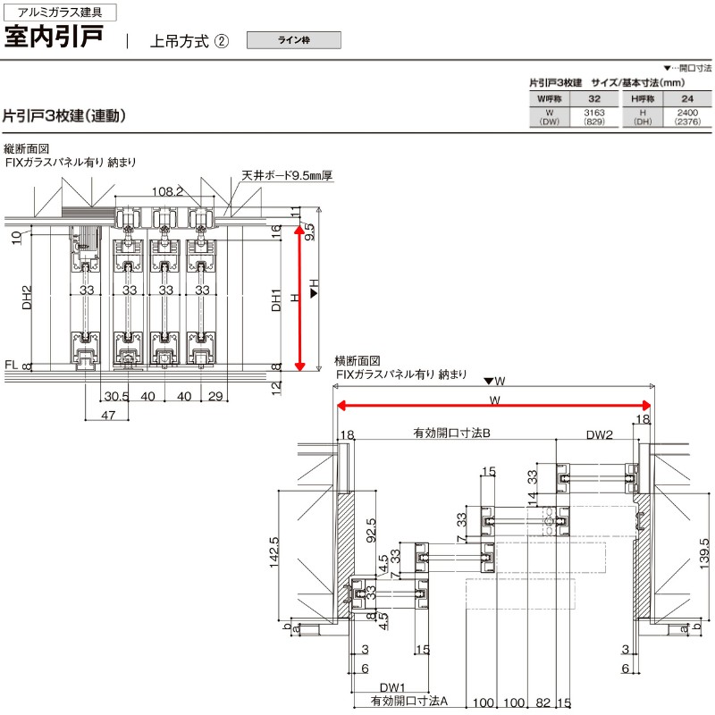 ラフィス3点セット ラフィス クローゼットドア 折れ戸 本体×3P(6枚) レールタイプ ライン