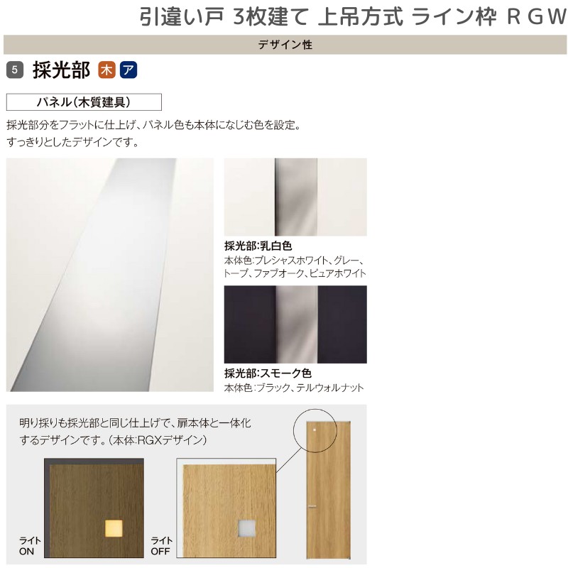 ラフィス 室内引戸 引違い戸3枚建 上吊方式 ライン枠 RGW