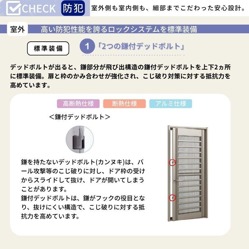 リシェント 勝手口ドア 裏口 リフォーム用 ランマなし アルミPG仕様