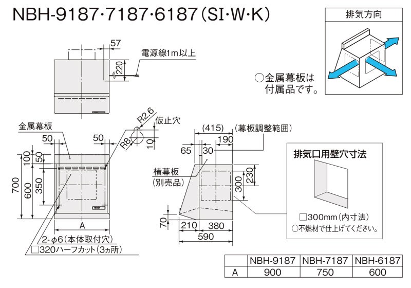 レビューで送料無料】 間口60cm レンジフード 富士工業製（LIXIL） NBH-6197SI シルバー NBHプロペラファンタイプ(奥行65・ 60cm共用)上幕板付き レンジフード、フィルター