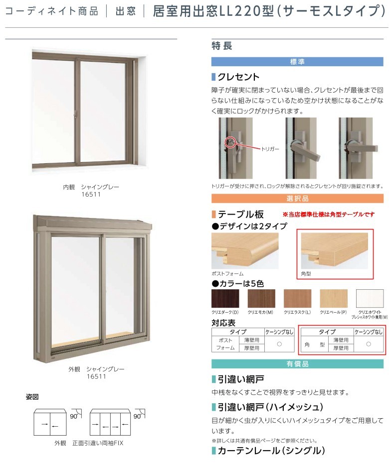 出窓 居室用 LL220型 KKセット 25609 サーモスL W2500×H970mm LowE複層