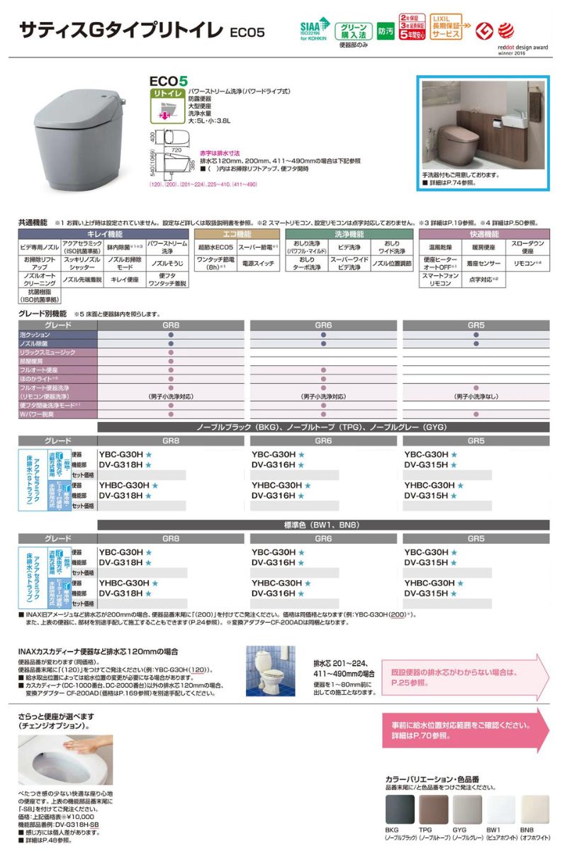 サティス Gタイプ リトイレ ECO5 グレードGR8 YBC-G30H+DV-G318H LIXIL