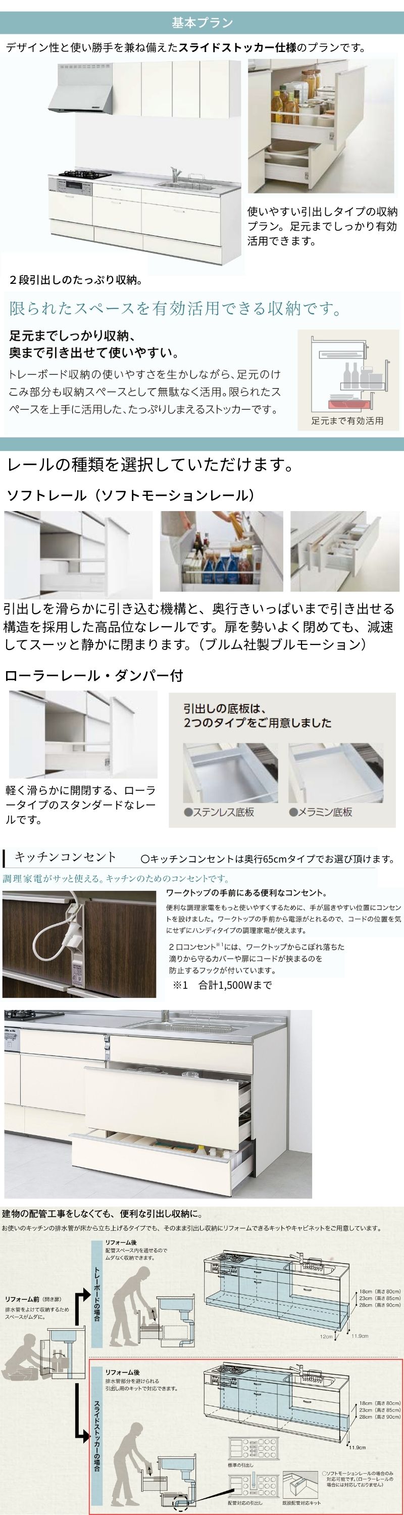 シエラ システムキッチン W1800mm 壁付I型 基本プラン ウォール