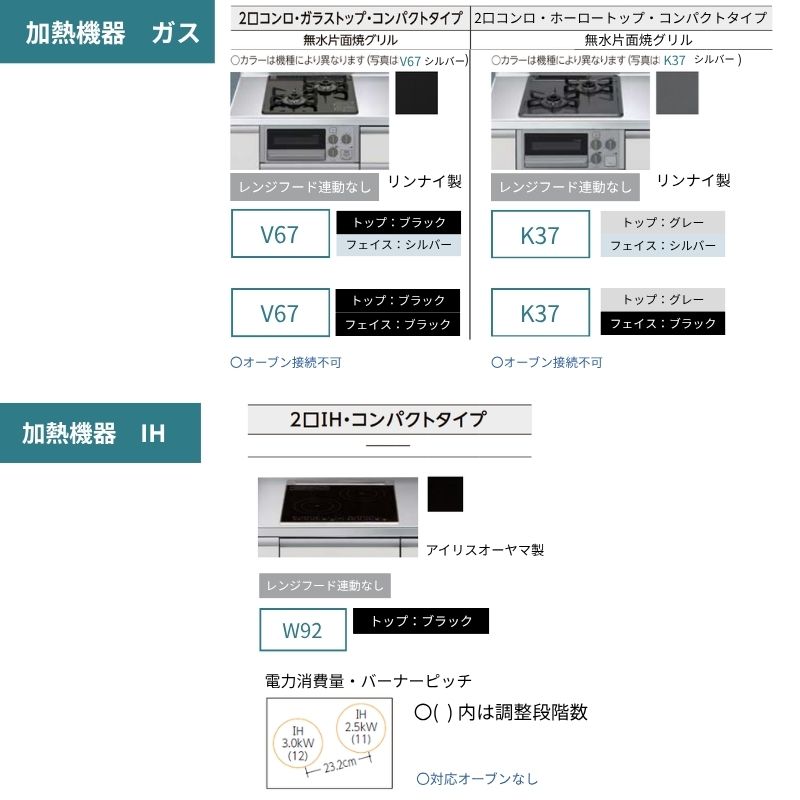 シエラ システムキッチン W1650mm 壁付I型 開き扉プラン ウォール