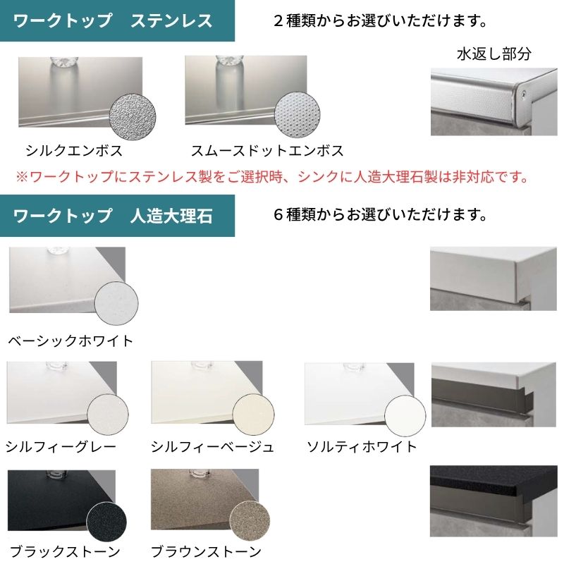 シエラ システムキッチン W1800mm 壁付L型 開き扉プラン ウォール