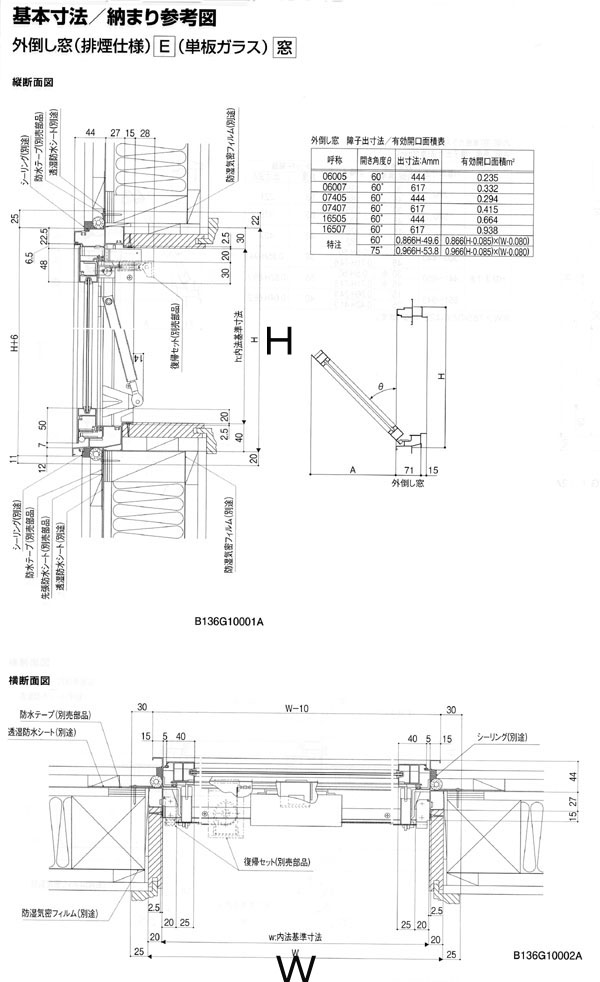 外倒し窓 06907 NCVオペラ W730×H770mm 単板ガラス アルミサッシ LIXIL