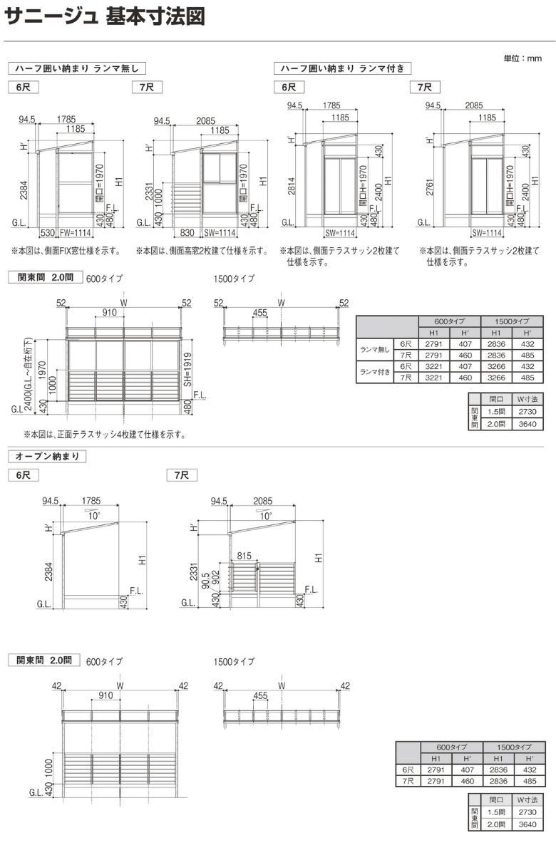 サンルーム テラス囲い リクシル サニージュ オープン納まり 間口1.5間