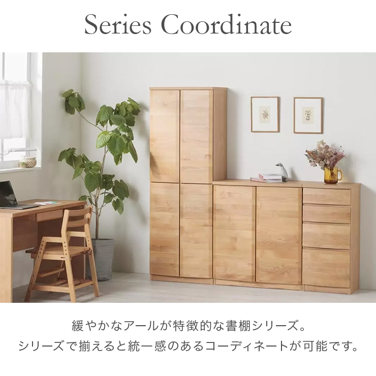 書棚 本棚 収納棚 完成品 幅80cm 扉付き 木製 北欧 ロータイプ