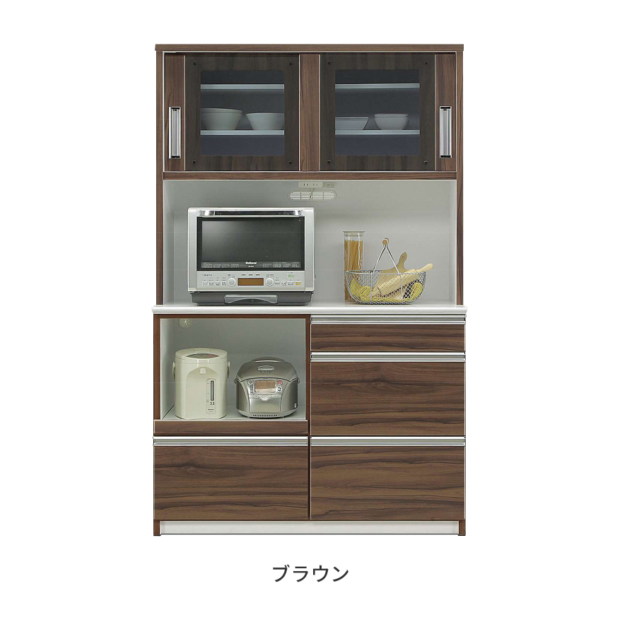 食器棚 レンジ台 キッチンボード 完成品 約幅120cm 引き戸 木製 収納