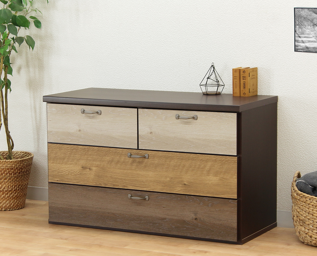 タンス チェスト ローチェスト 完成品 幅90cm 3段 木製 収納