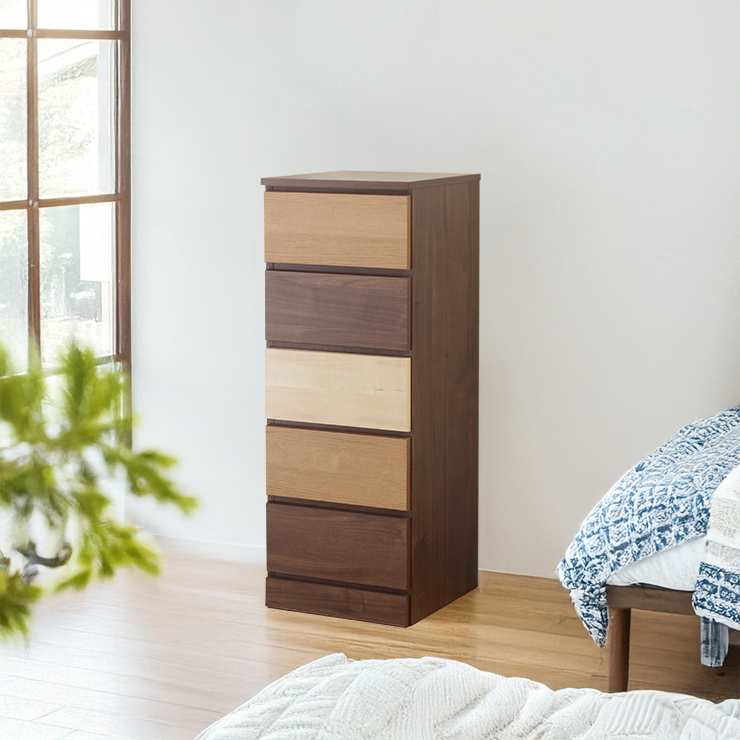タンス ハイチェスト 洋服タンス 完成品 幅40cm 5段 木製 収納 スリム