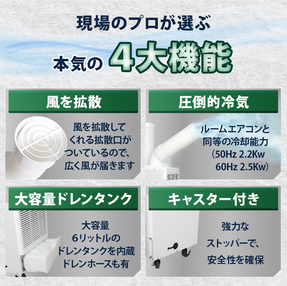 スポットクーラー 業務用 工事不要 シングル 冷風機 スポットエアコン