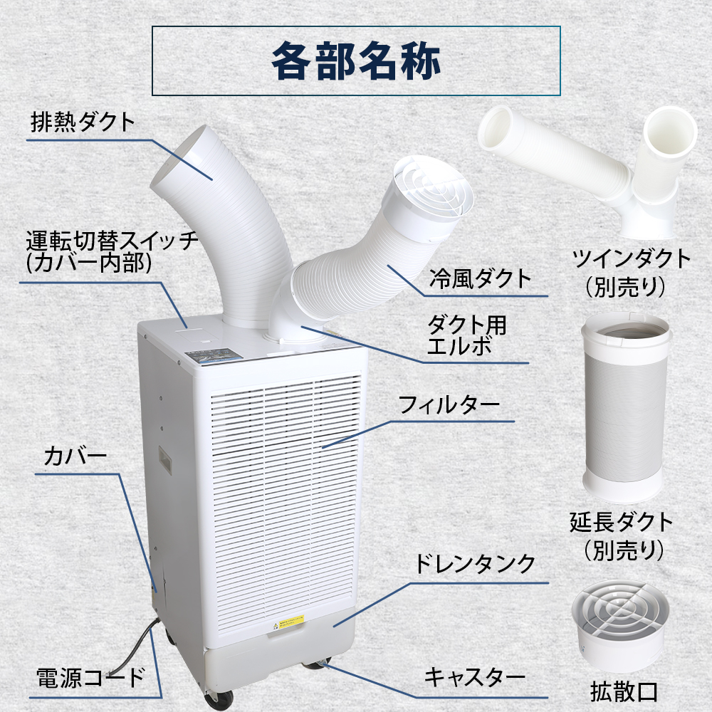 スポットクーラー 業務用 工事不要 シングル 冷風機 スポットエアコン