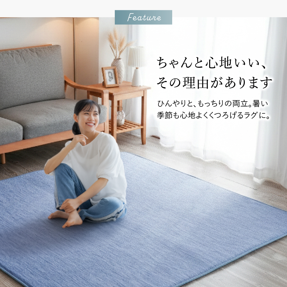ラグ 夏用 冷感 厚手 撥水 2畳 高反発 低...の詳細画像4