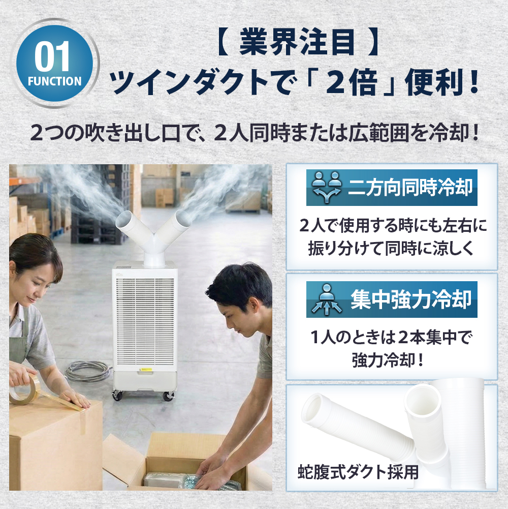 スポットクーラー 業務用 工事不要 ツインダク...の詳細画像4