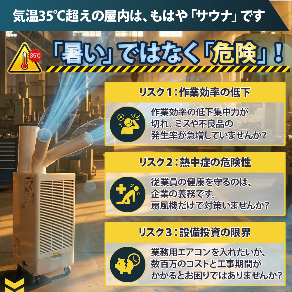 スポットクーラー 業務用 工事不要 ツインダクト Y字ダクト 2本ダクト