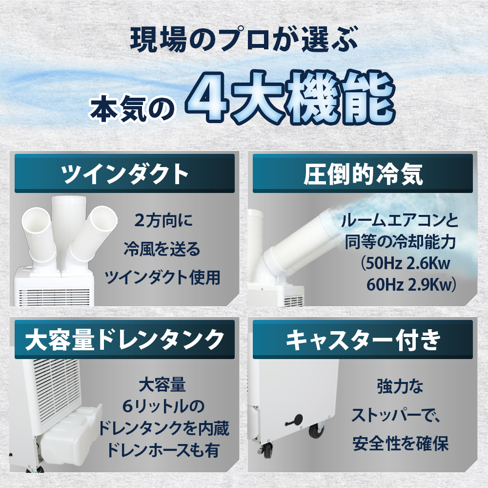 スポットクーラー 業務用 工事不要 ツインダクト 2本ダクト 冷風機