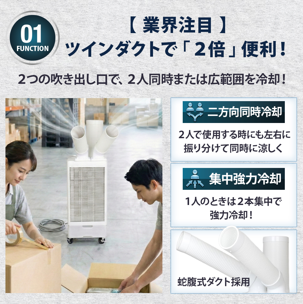 スポットクーラー 業務用 工事不要 ツインダク...の詳細画像4