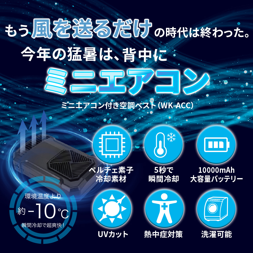 【新品未使用】ダブル冷却ファン搭載 ペルチェベスト 46800mAh ドリームスポット ファン付きベスト ペルチェ冷却 ミニエアコン搭載