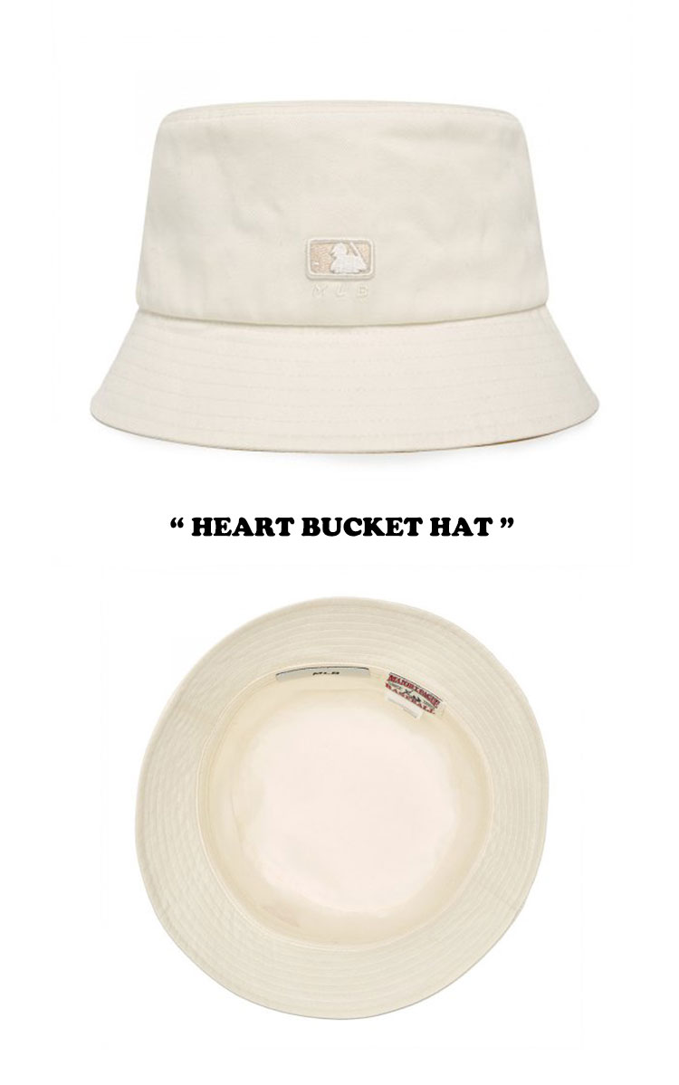 エムエルビー バケットハット MLB メンズ レディース HEART BACKET HAT ハート バケット ハット IVORY アイボリー BLACK ブラック 3AHTH013N-50IVS/43BKS ACC｜drescco｜03