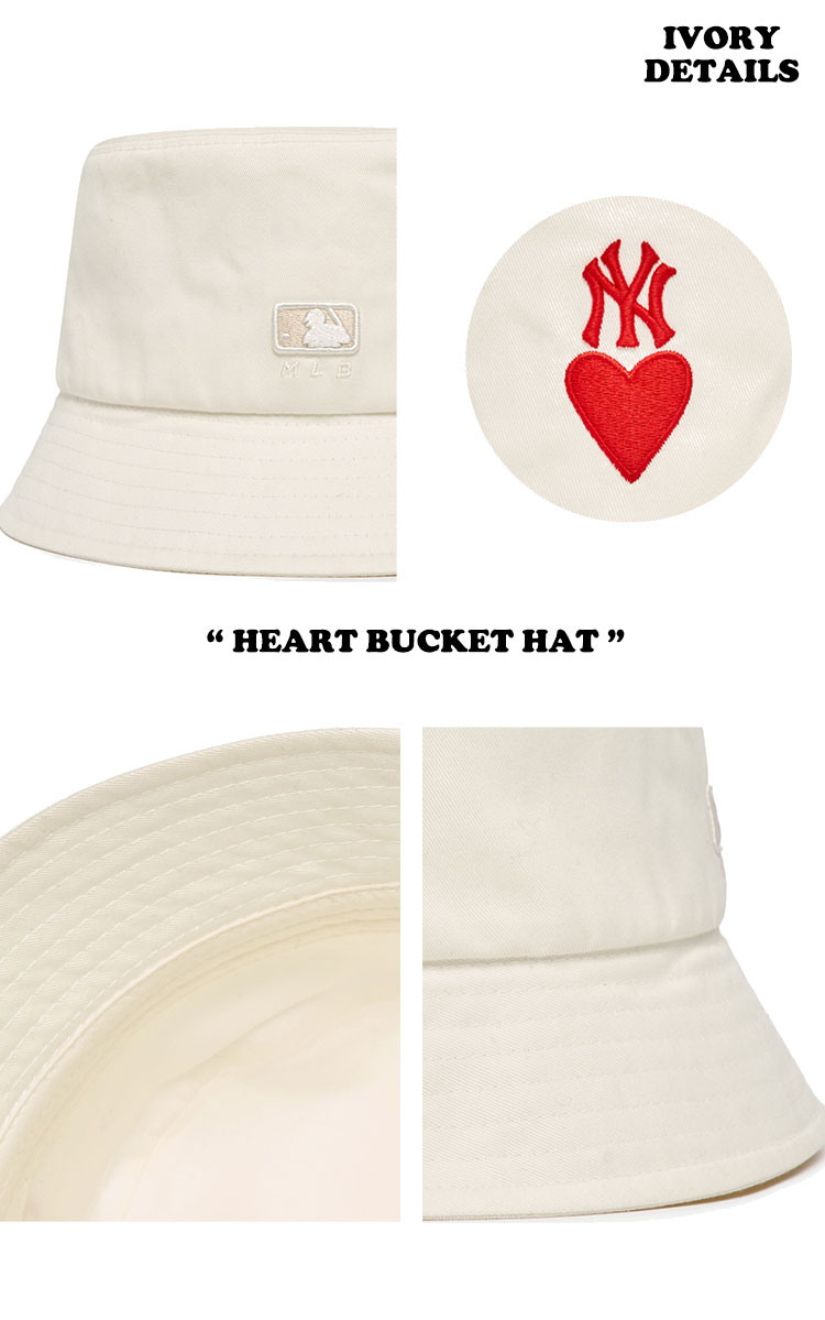 エムエルビー バケットハット MLB メンズ レディース HEART BACKET HAT ハート バケット ハット IVORY アイボリー BLACK ブラック 3AHTH013N-50IVS/43BKS ACC｜drescco｜07