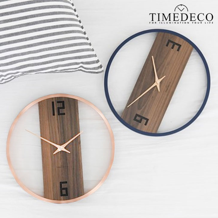 タイムデコ 掛け時計 TIMEDECO 正規販売店 CIRCLE WOOD BAND WALL CLOCK サークル ウッド バンド ウォール クロック Blue RoseGold 3889540/1 ACC｜drescco