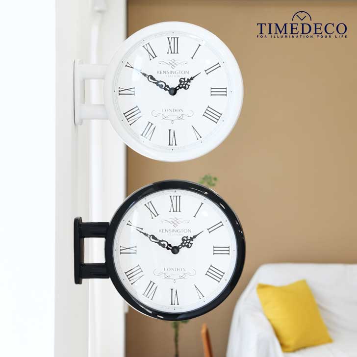 タイムデコ ノイズレス 両面 掛け時計 TIMEDECO 正規販売店 Morden Double Clock London モダン ダブル クロック ロンドン WHITE BLACK Timedeco08 ACC｜drescco