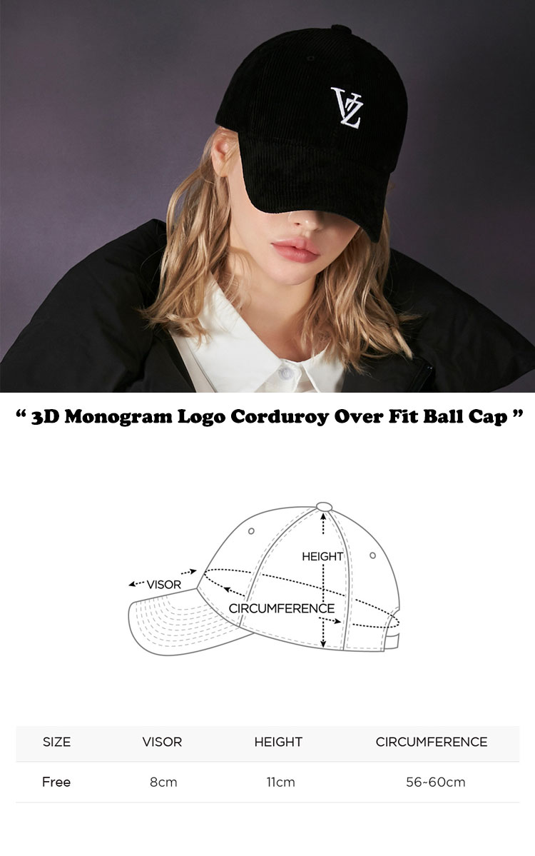 バザール キャップ VARZAR 正規販売店 3D Monogram Logo Corduroy Over Fit Ball Cap CREAM クリーム BROWN ブラウン BLACK ブラック varzar550/1/2 ACC｜drescco｜07