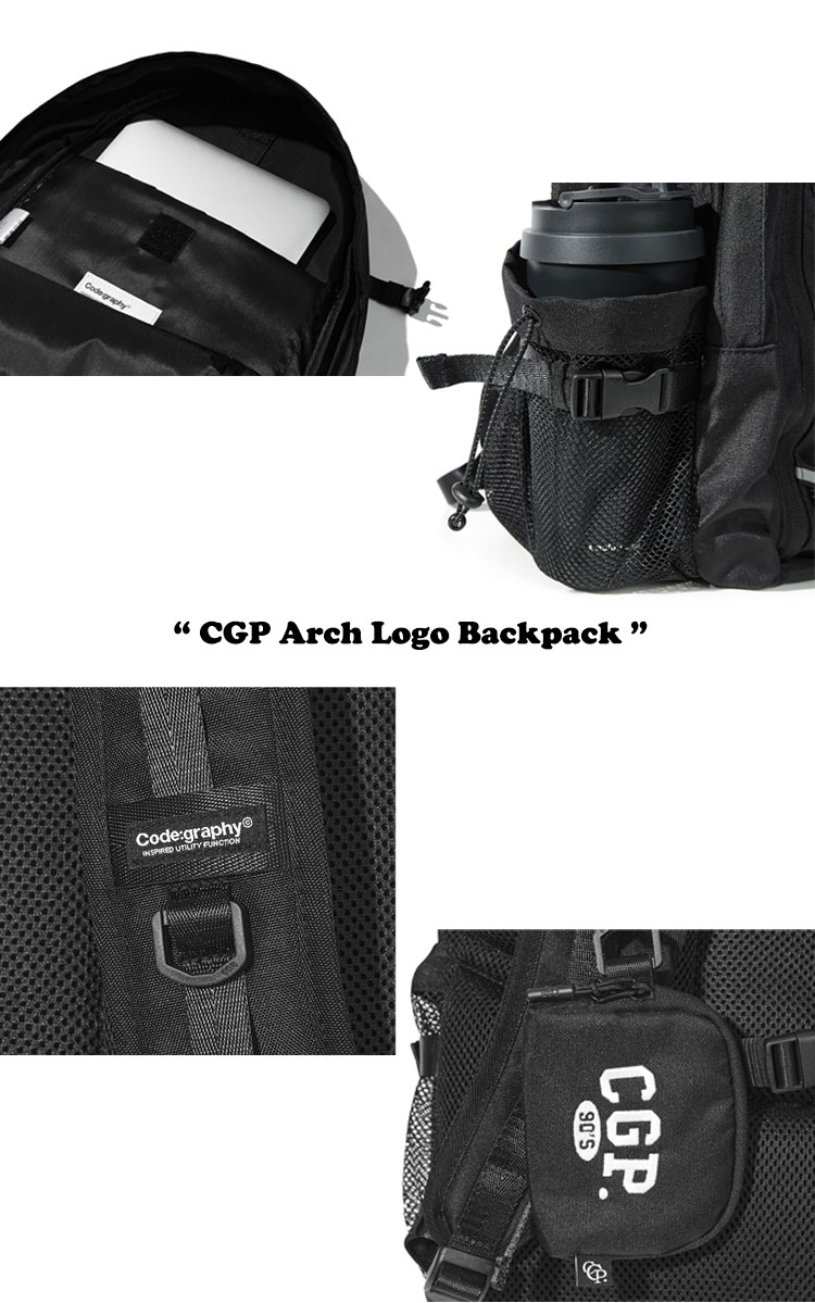 【SEVENTEEN ホシ着用】コードグラフィー リュック CODEGRAPHY メンズ レディース CGP Arch Logo Backpack アーチ ロゴ バッグパック CBCS1BS002BK バッグ｜drescco｜04