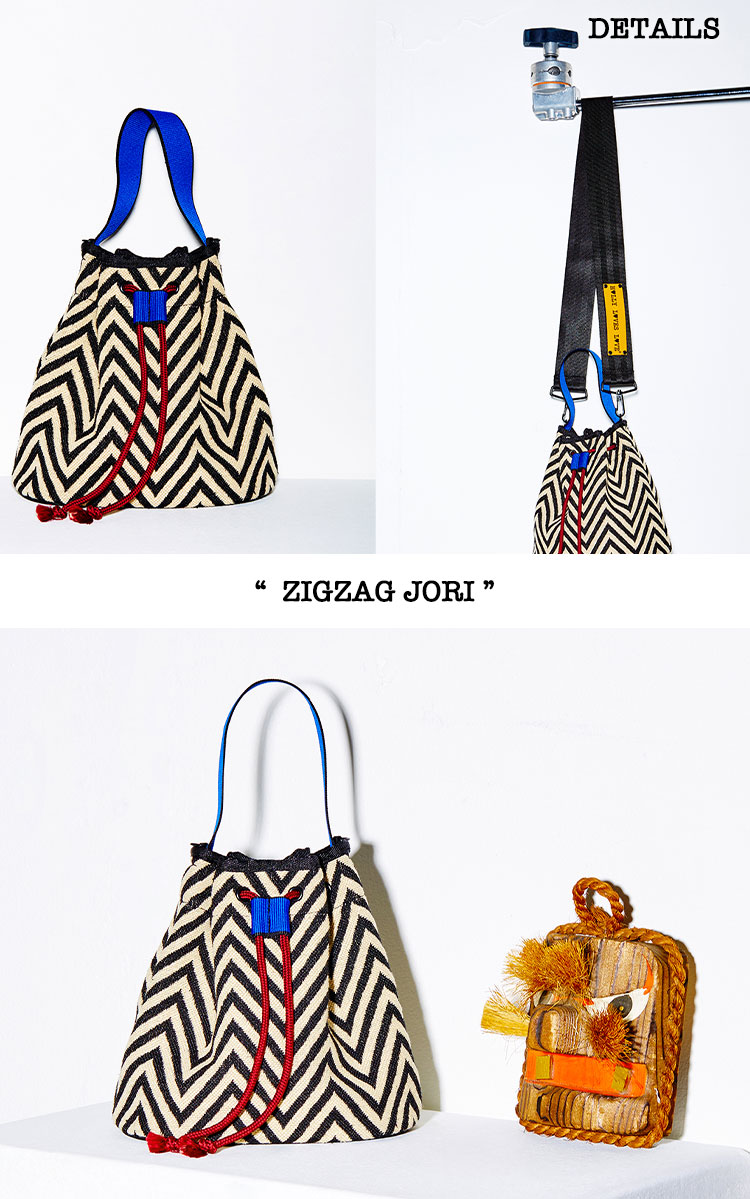 HOLLY LOVES LOVE かごバッグ ホリー ラブズ ラブ 正規販売店 ZIGZAG JORI ジグザグ ジョリー 巾着バッグ WHITE BLACK ホワイト ブラック 韓国ブランド バッグ｜drescco｜03