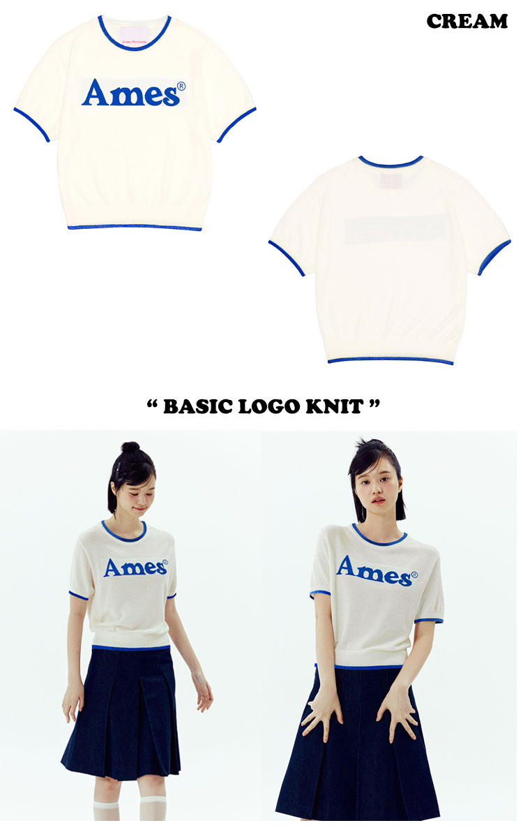 アメス 半袖Tシャツ Ames Worldwide 正規販売店 レディース BASIC LOGO KNIT ベーシック ロゴ ニット 全5色 AM2DMFK602ABK/IV/PK/BL/CR ウェア｜drescco｜06