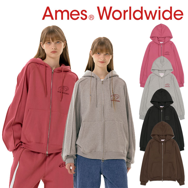 アメス ワールドワイド ジップアップ Ames Worldwide 正規販売店 SYMBOL LOGO HOODIE ZIP UP シンボル ロゴ フーディー ジップ アップ 全4色 AM2DFUM484A ウェア｜drescco
