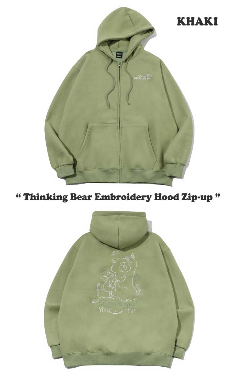 コンパーニョ 起毛 ジップアップ CPGN STUDIO_COMPAGNO 正規販売店 Thinking Bear Embroidery Hood Zipup ベア フードジップアップ C23FD97/8/9 ウェア｜drescco｜04