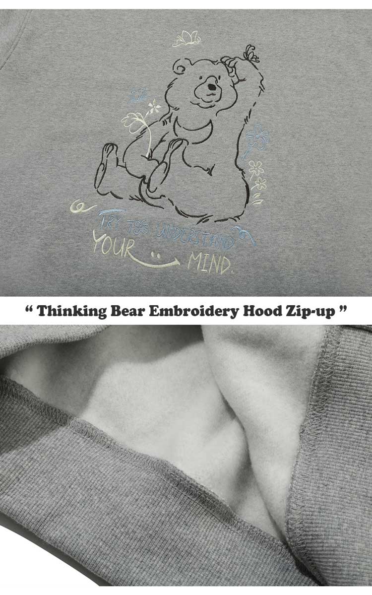 コンパーニョ 起毛 ジップアップ CPGN STUDIO_COMPAGNO 正規販売店 Thinking Bear Embroidery Hood Zipup ベア フードジップアップ C23FD97/8/9 ウェア｜drescco｜07