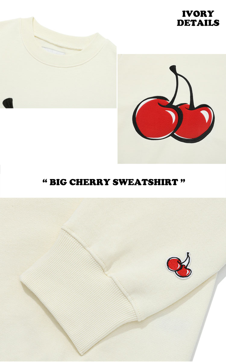 キルシー トレーナー KIRSH 正規販売店 BIG CHERRY SWEATSHIRT ビッグ チェリー スウェットシャツ アイボリー ブルー ブラック KKRFCTM514E ウェア｜drescco｜06