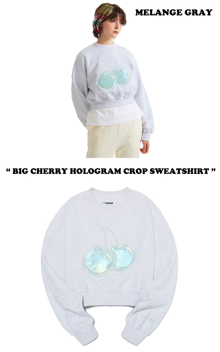 キルシー トレーナー KIRSH 正規販売店 BIG CHERRY HOLOGRAM CROP