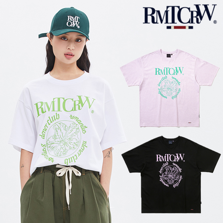 ロマンティッククラウン 半袖Tシャツ ROMANTIC CROWN 正規販売店 ROUND FLOWER TEE ラウンド フラワー Tシャツ 全3色 22RCSUTTSU017BK/WT/GP ウェア｜drescco