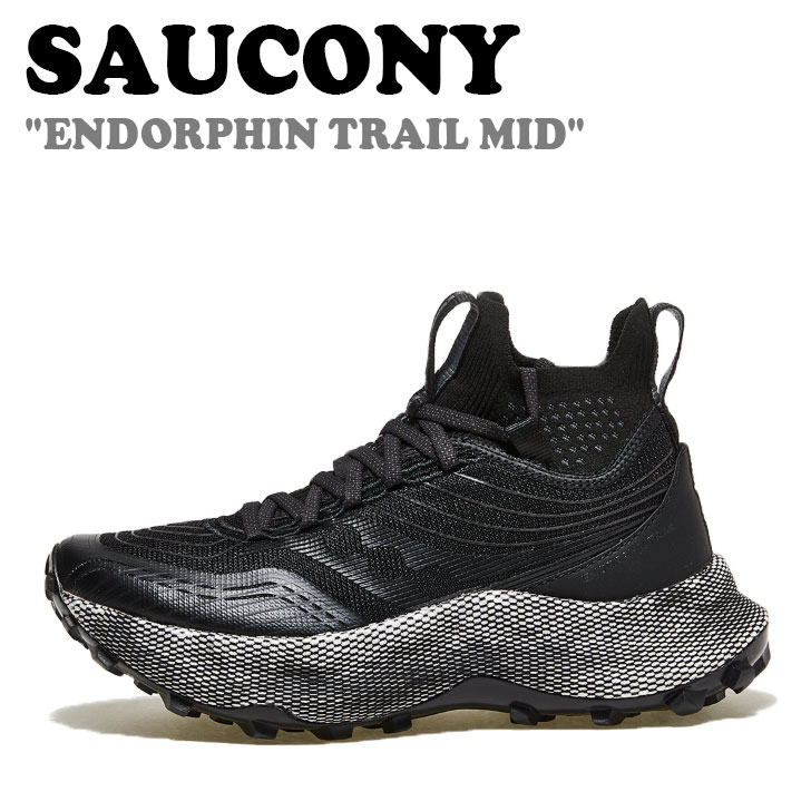 サッカニー スニーカー SAUCONY レディース ENDORPHIN TRAIL MID エンドルフィン トレイル ミッド BLACK ブラック GRAVEL グラベル S10646-05 シューズ ブランドショッパー付き