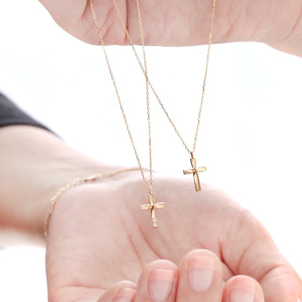 ペアネックレス 大人 40代 30代 ペア 18k カップル クロス シンプル K18 ネックレス 18金 プラチナ Pt900 850 ホワイトデー プレゼント ギフト