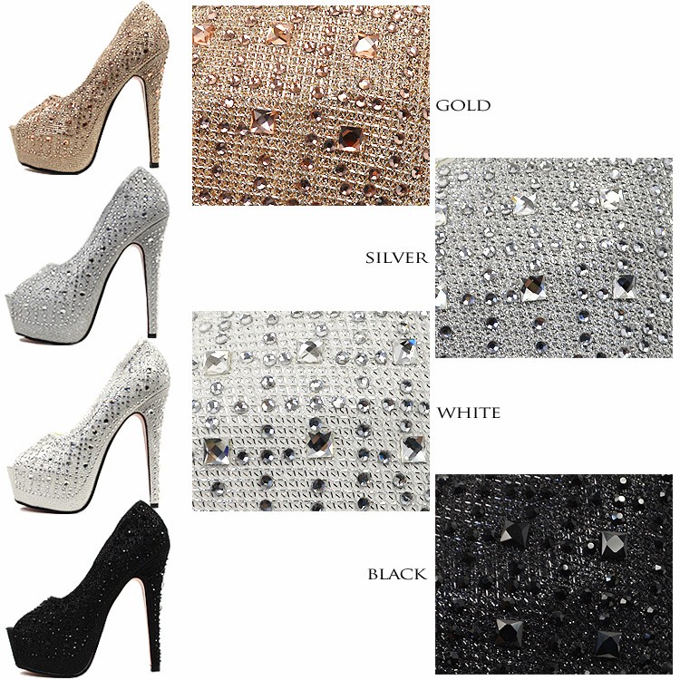 オープントゥタイプ ミラーストーン ラメグリッターデザインヒール