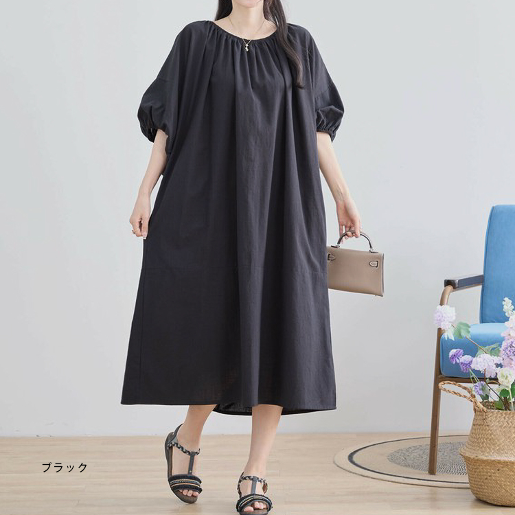 ワンピース 半袖 ゆったり レディース 春 夏 コットンワンピース 綿100