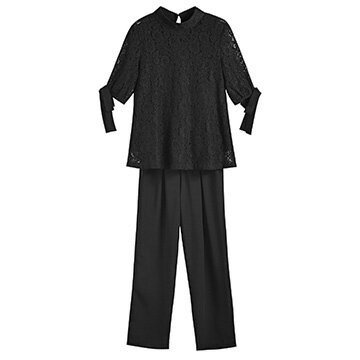 パンツドレス 結婚式 袖あり 大きいサイズ レース ペプラム パーティー ドレス セットアップ 3点セット 袖 リボン お呼ばれ 二次会 フォーマル 卒業式 卒園式