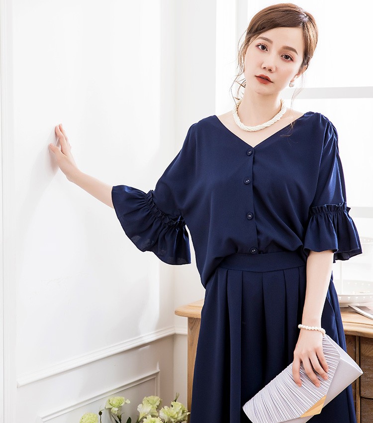 結婚式 ワンピース パーティー ドレス セットアップ ワイドパンツ フレアスリーブ 2way
