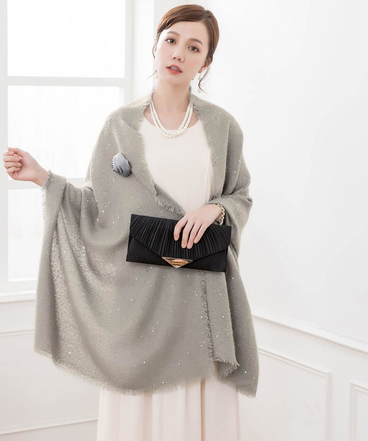 DRESS+ ショール ストール 結婚式 ボレロ 大判 スパンコール入り 