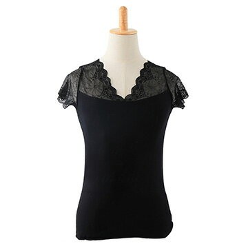 DRESS+ フレンチスリーブ カットソー Tシャツ インナー レース V