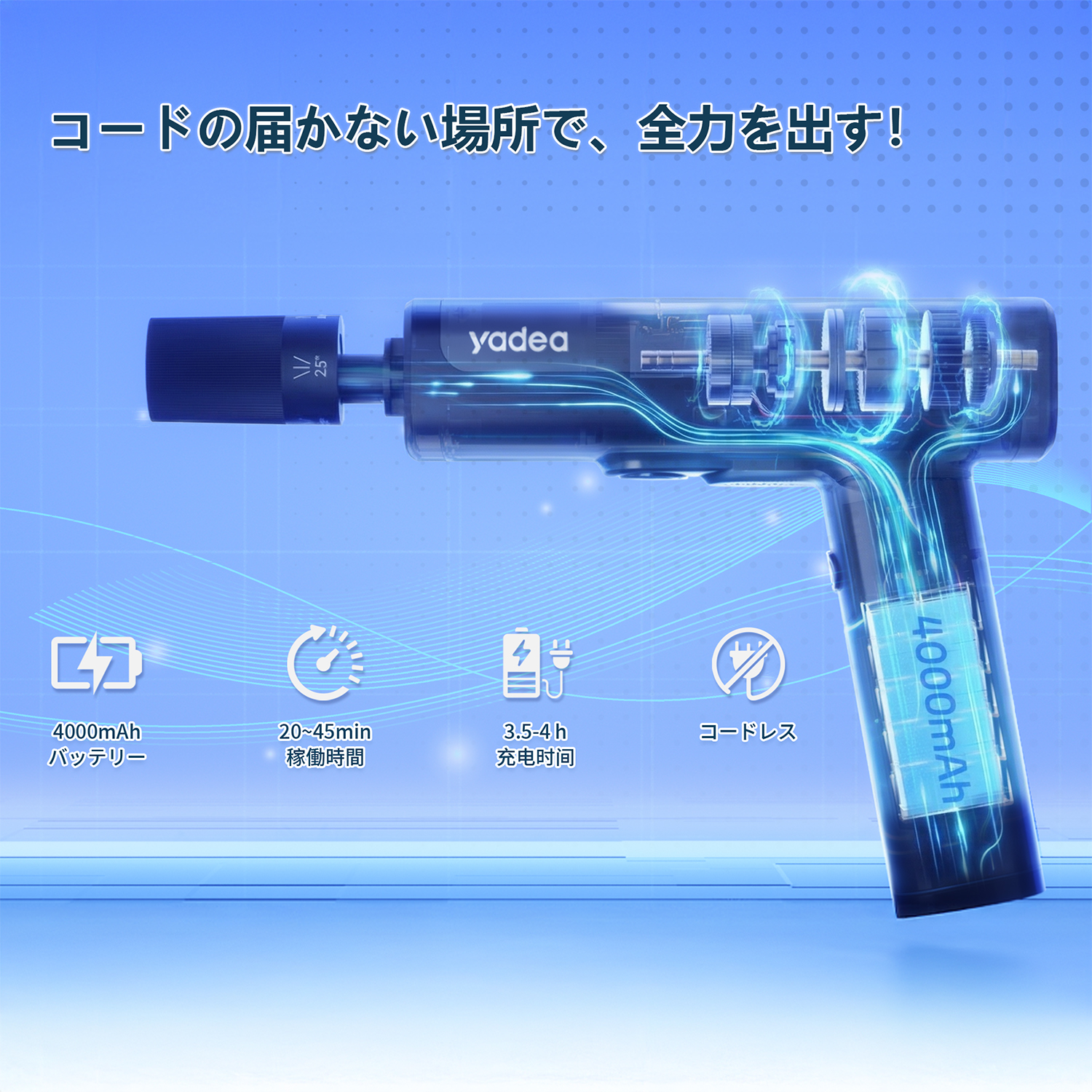 超軽量900g未満×1.5Mpa高圧水流】Yadea G1 高圧洗浄機 コードレス