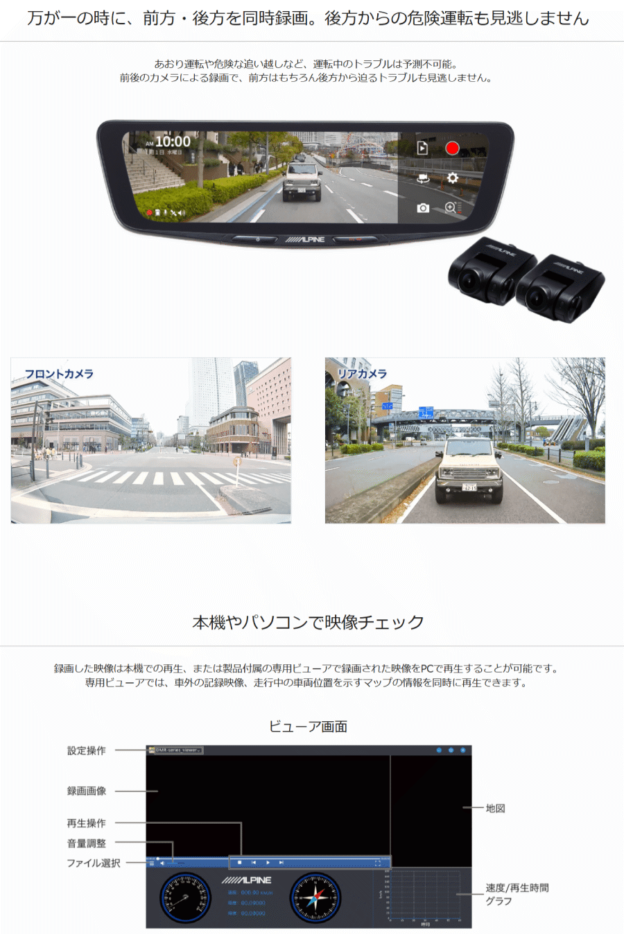 ALPINE（アルパイン） DVR-DM1000A2-IC 10型ドライブレコーダー搭載