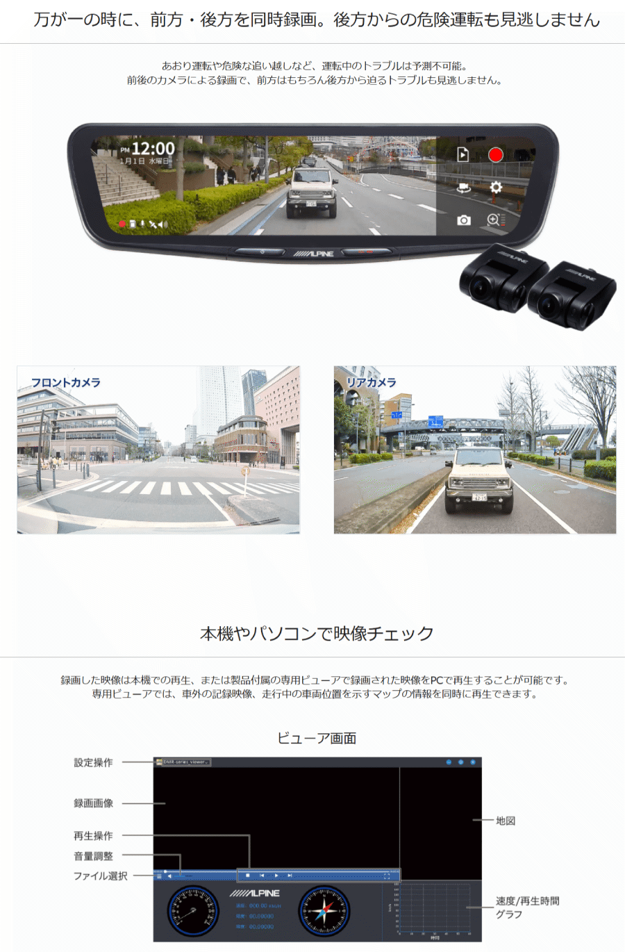 ALPINE（アルパイン） DVR-DM1200A2-IC 12型ドライブレコーダー搭載
