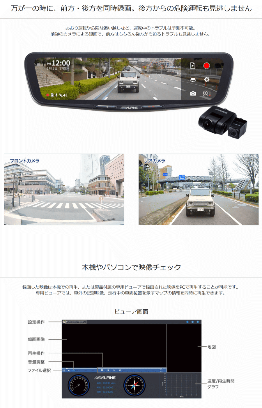 ALPINE（アルパイン） DVR-DM1200A2-OC 12型ドライブレコーダー搭載