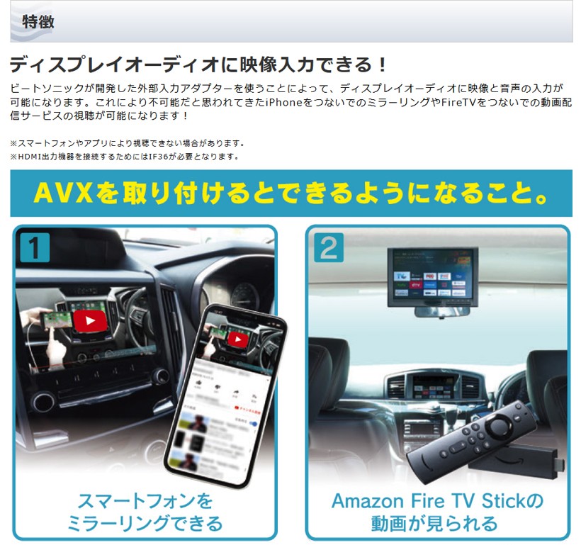 ビートソニック AVX02 IF36 ハーネス　DVD再生プレーヤー付き BeatーSonic（ビートソニック） AVX02 Beat-Sonic 純正ディスプレイ